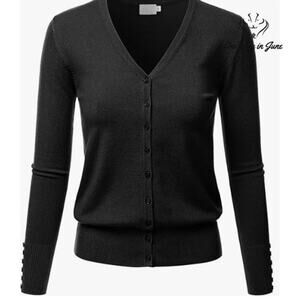 Cielo V Neck Button Front Long Sleeve Sweater Size L